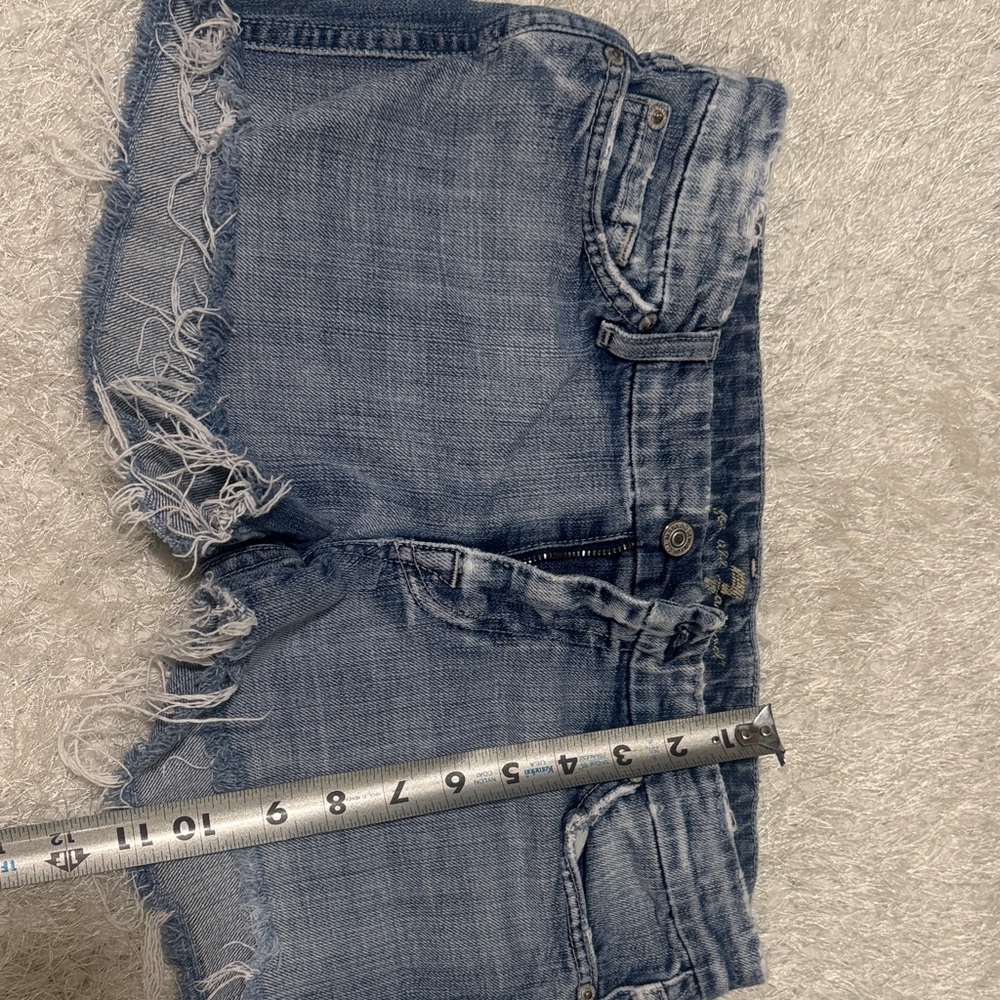 7 For All Mankind Blue Denim Shorts jeweled pocket